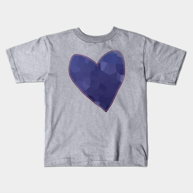 Blue Mosaic Heart Kids T-Shirt by ellenhenryart